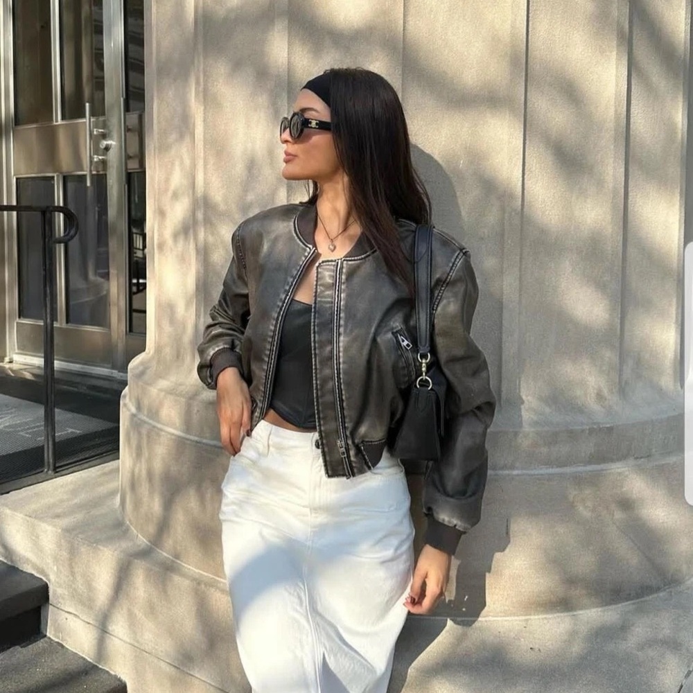 Zara Faux Leather Bomber Jacket 4341/731